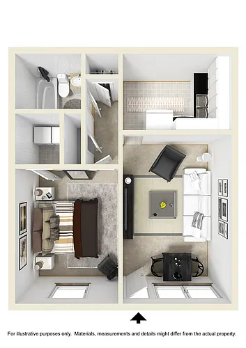 Floor plan 1 Bedroom 1 Bath