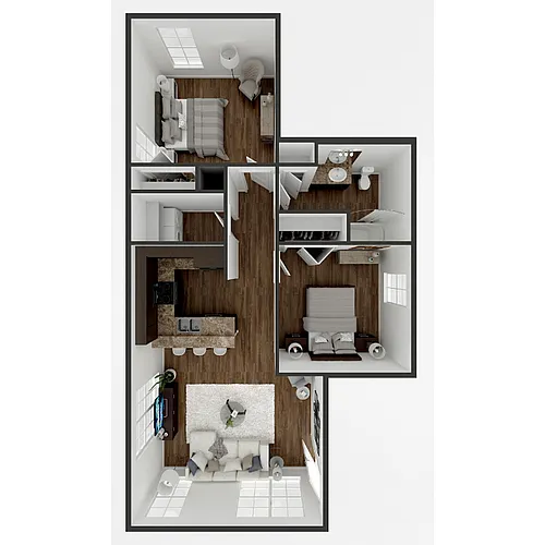 Floor plan 2 Bd 1 Ba Market