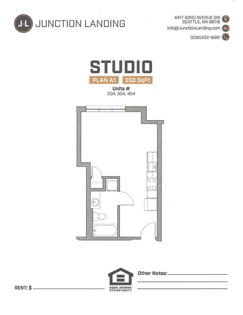 Floor plan Studio B Landing MFTE