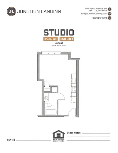 Floor plan Studio B Landing MFTE
