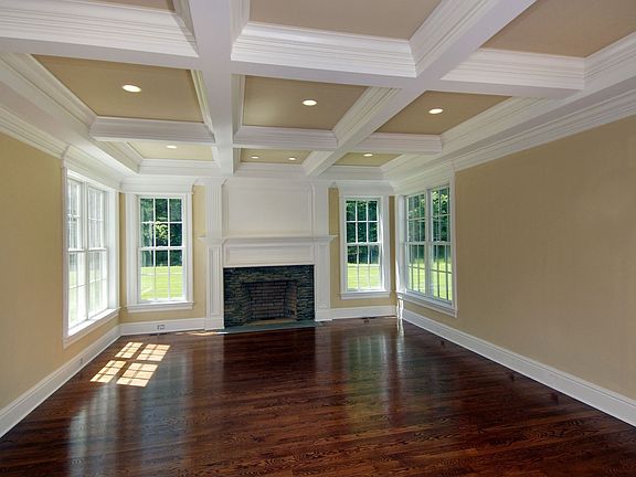Coffered ceiling family room