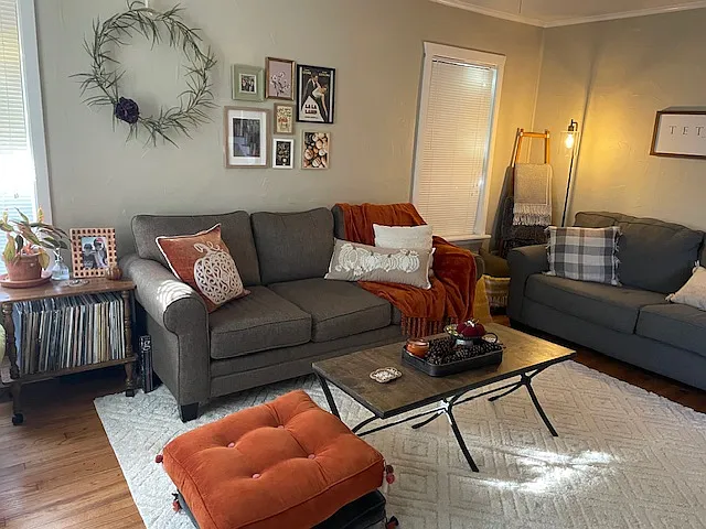 living room - hardwood floors lots of windows and natural light
