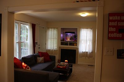 living room with fireplace