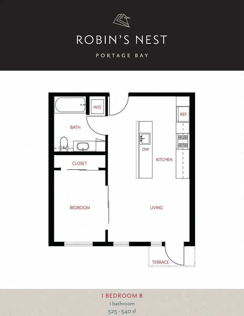 Floor plan 1 Bedroom B