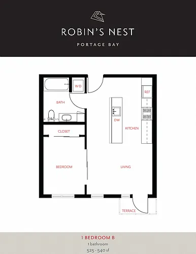 Floor plan 1 Bedroom B