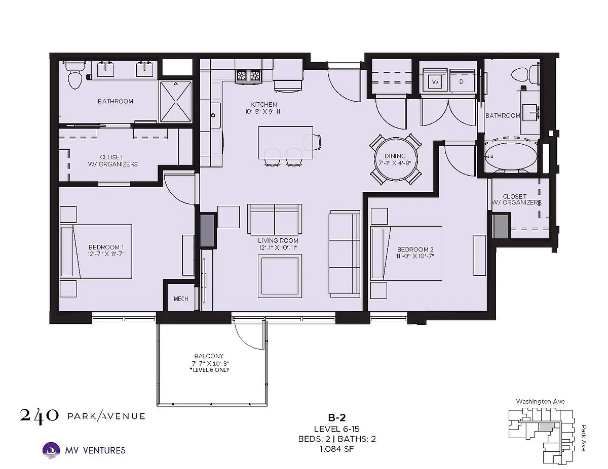 Floor plan $2.08/sq.ft. - Two Bedroom B-2