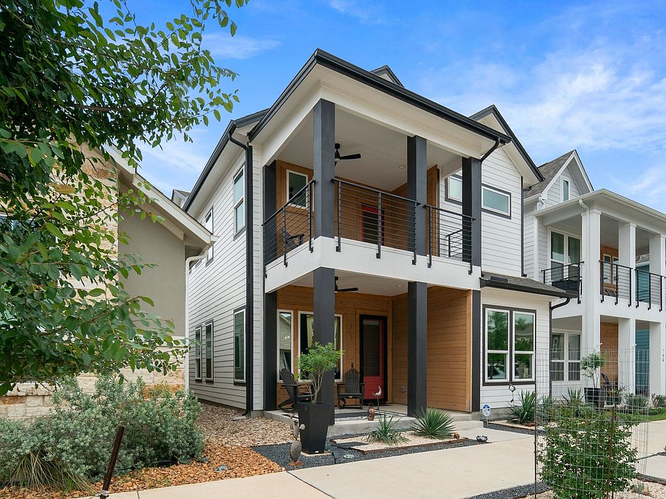 2 outdoor living areas on the front side of the home.