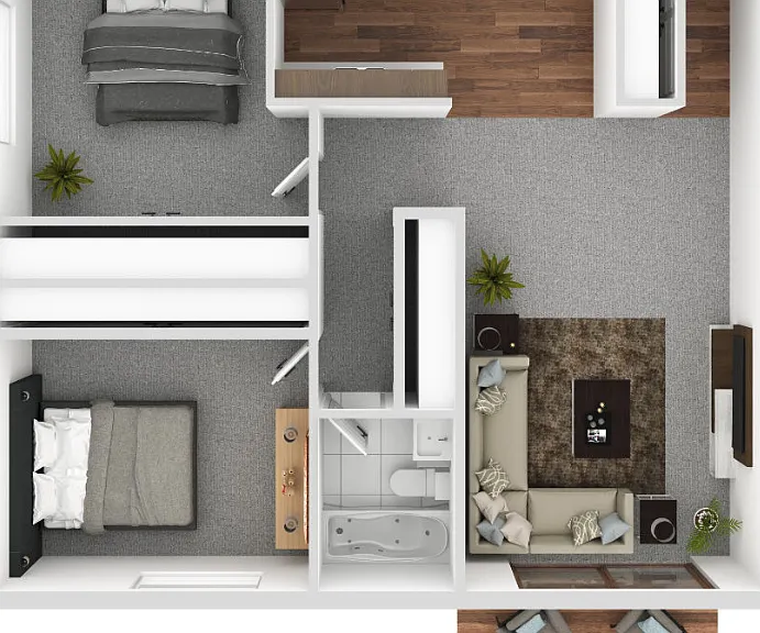 2 Bedroom Floorplan Diagram