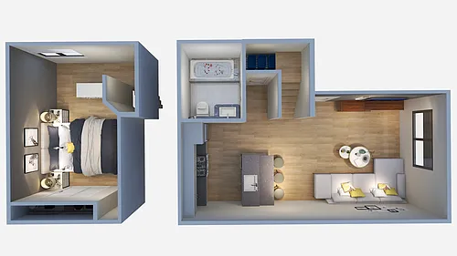 Floor plan 1 bedroom Loft