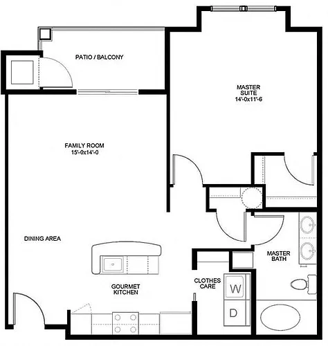 Floor plan 1BR 1BA (825sf) - Haven