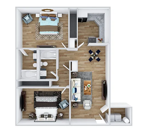 Floor plan 2 Bed, 2 Bath Renovated