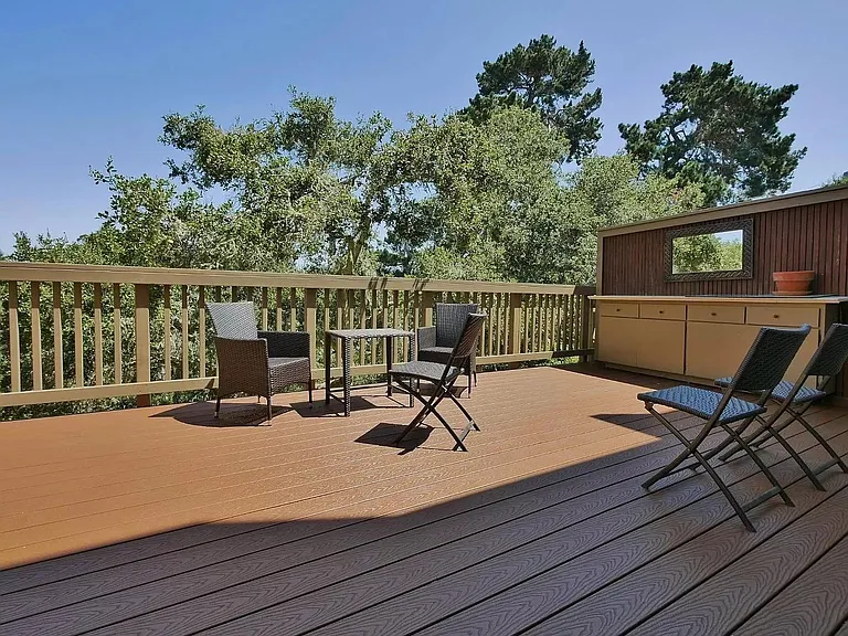 Spacious deck with greenbelt and canyon views