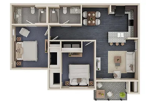 Floor plan GLAZORA 2 Bedroom