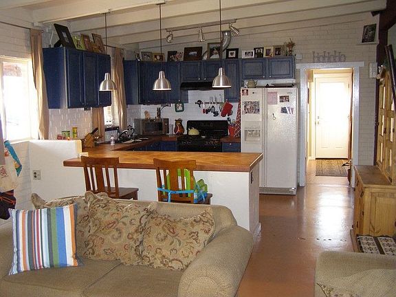 New open living space. Family into kitchen.