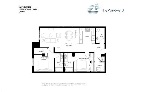 Floor plan 2 Bed/2.5 Bath