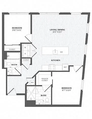 Floor plan 2 Bed/2 Bath-B4 - 29 Audubon Street