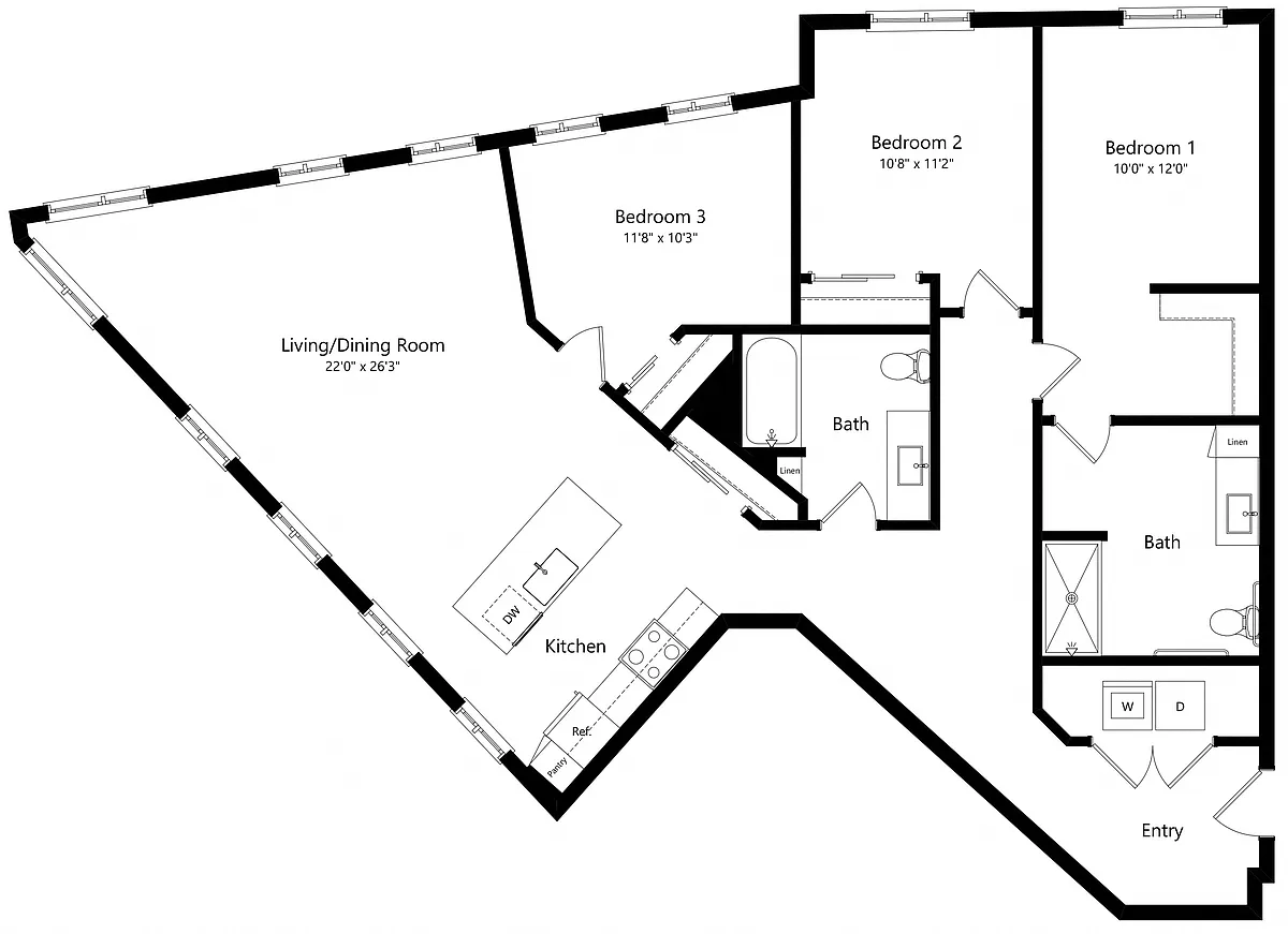 Floor plan Three Bedroom C1