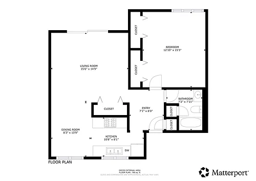 Floor plan 1 Bedroom 1 Bathroom