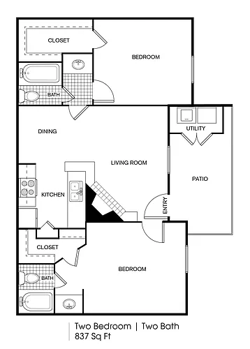 Floor plan 2 bedroom 2 bath
