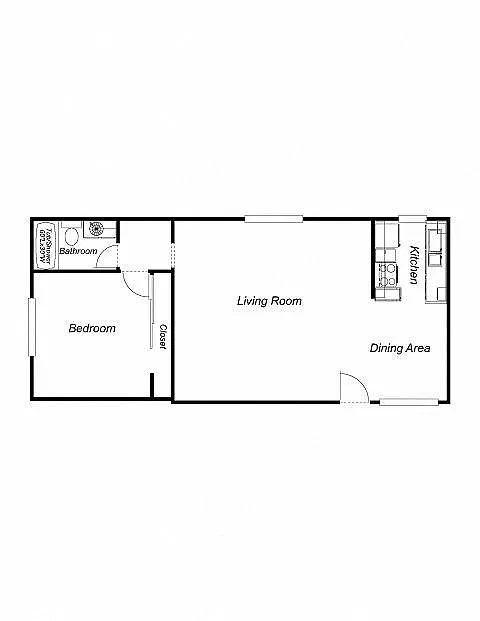 Floor plan 1 Bedroom, 1 Bathroom, 836