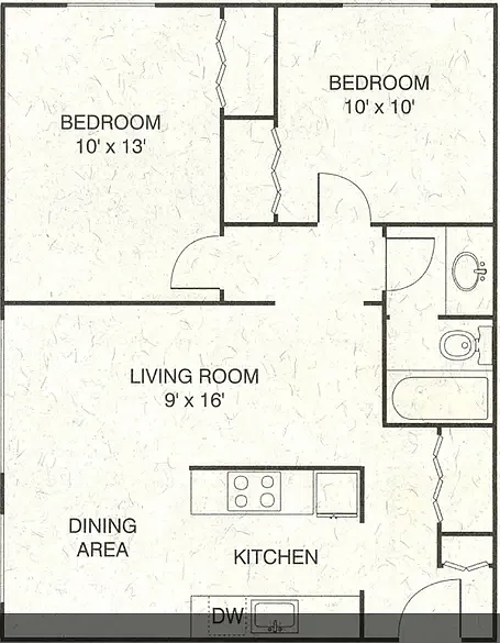 Floor plan 2 Bedroom 1 Bath