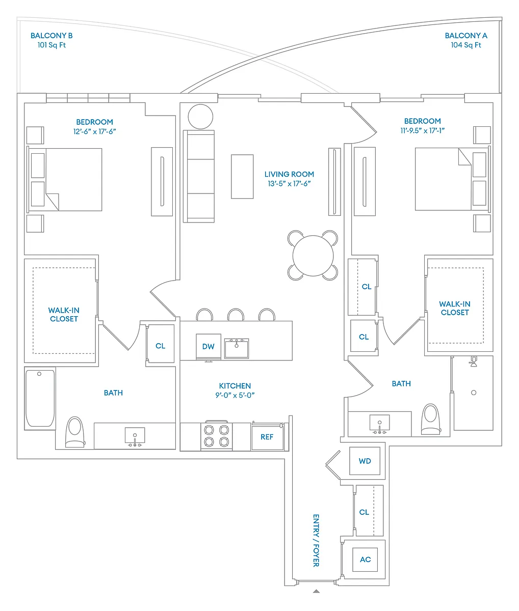 Floor plan F-W - Residence 05, Floors 6-18