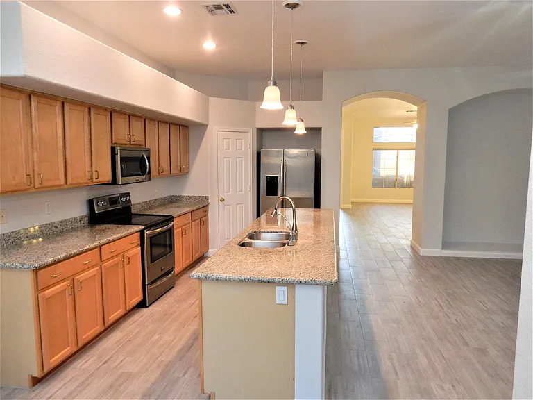 Kitchen and family room
