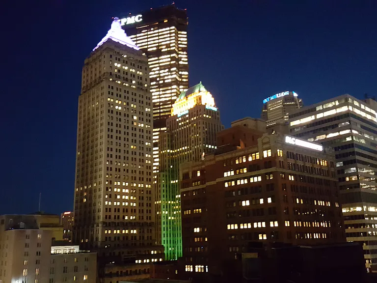 View of Pittsburgh skyline from the condo balcony