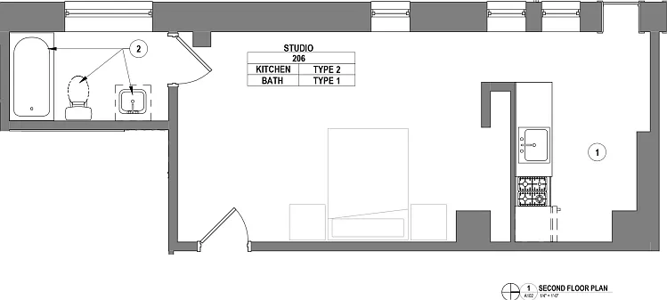 1500 Pine - Apt 206 Floor Plan 1500 Pine - Apt 206 Floor Plan