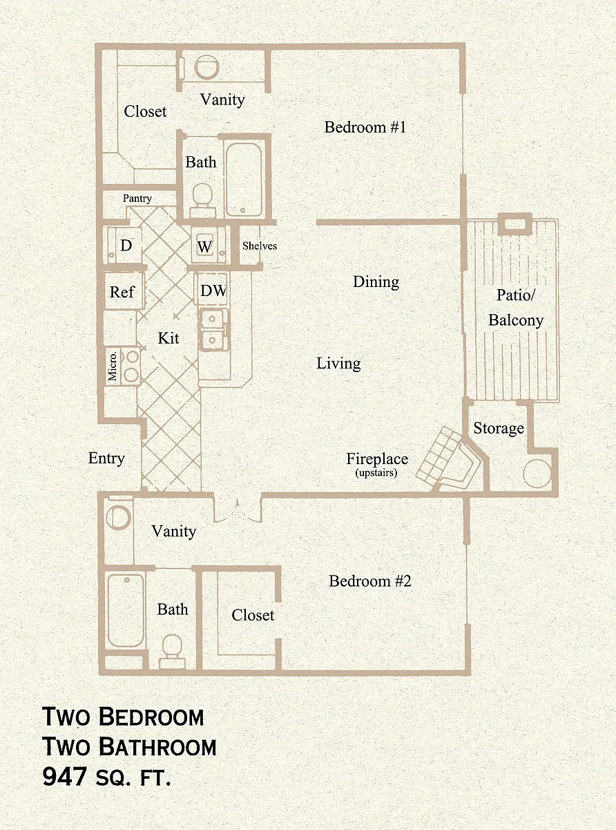 Floor plan Two Bedroom Two Bath
