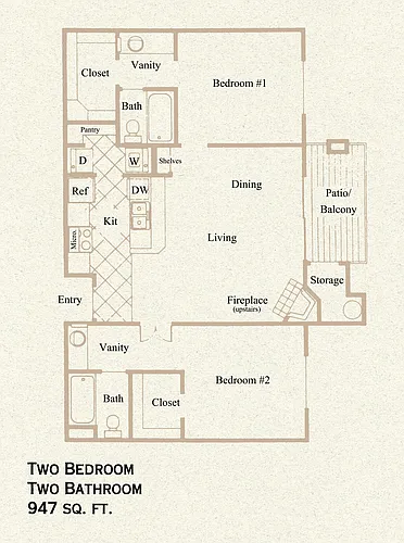 Floor plan Two Bedroom Two Bath