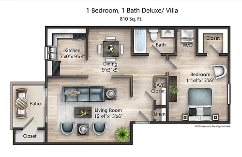 Floor plan One Bedroom Deluxe