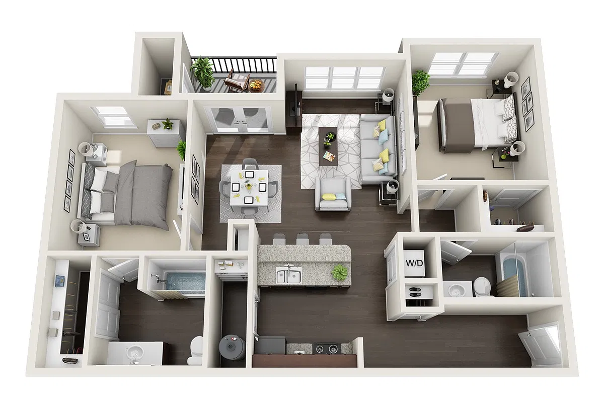 Floor plan 2 Bedroom 2 Bath B