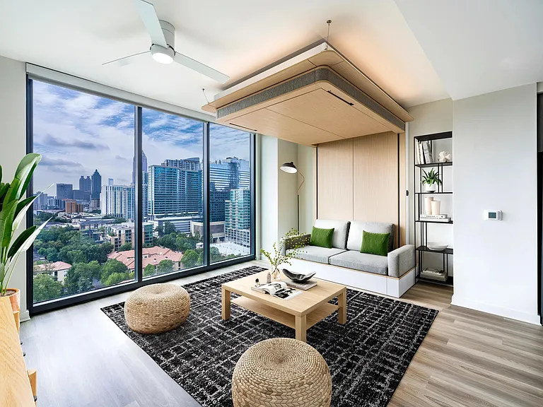 At Modera Parkside in Atlanta, an Ori Bed lifts to transform the bedroom into an open living space, moments from Midtown's energy.