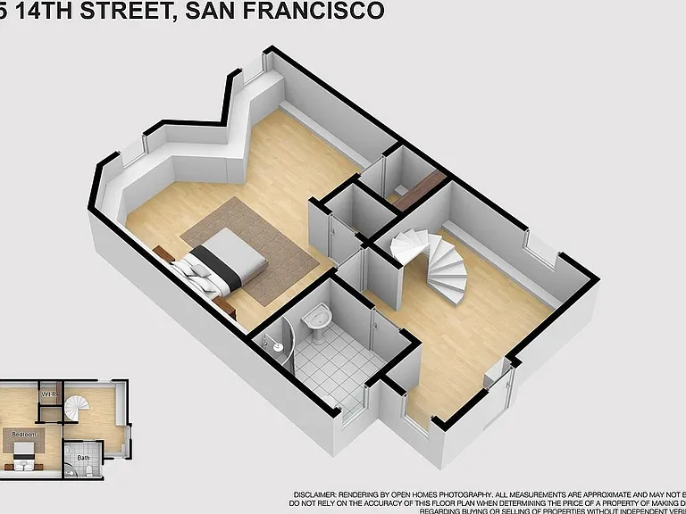 Layout downstairs (primary bedroom, office & bathroom)