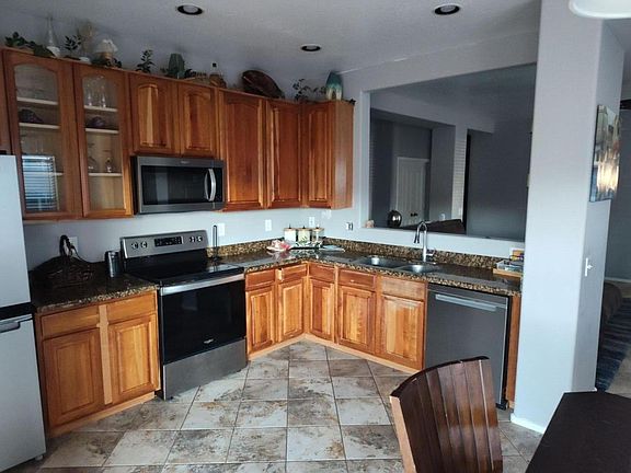 Kitchen with stainless steel appliances