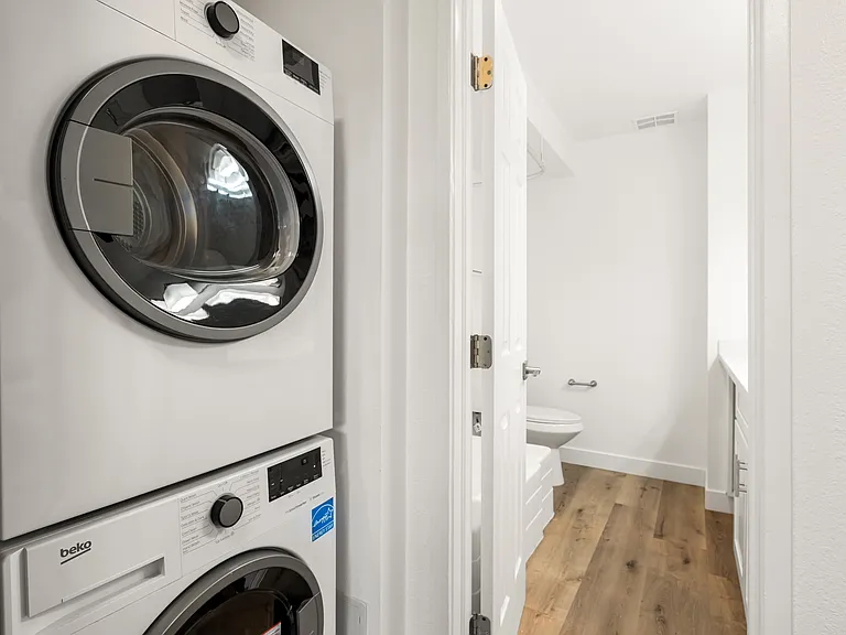 Simplify your routine with a washer and dryer inside your home.