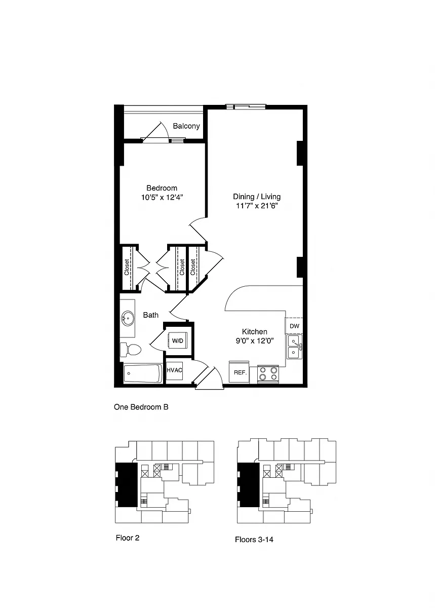 Floor plan ONE BEDROOM B
