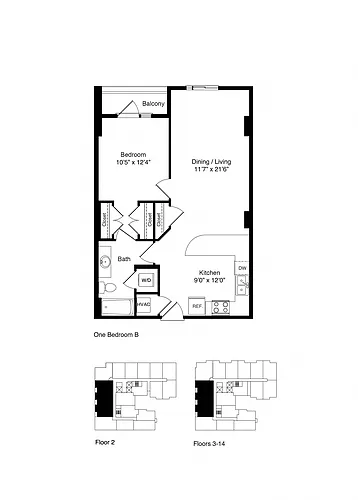 Floor plan ONE BEDROOM B
