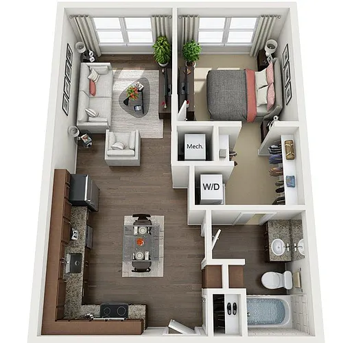 Floor plan 1X1 B