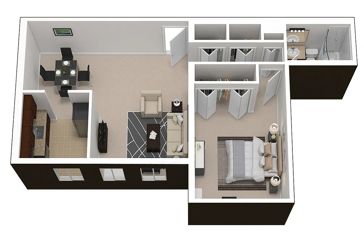 Floor plan Middletowne 1 Bedroom 1 Bath