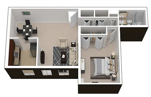 Floor plan Middletowne 1 Bedroom 1 Bath