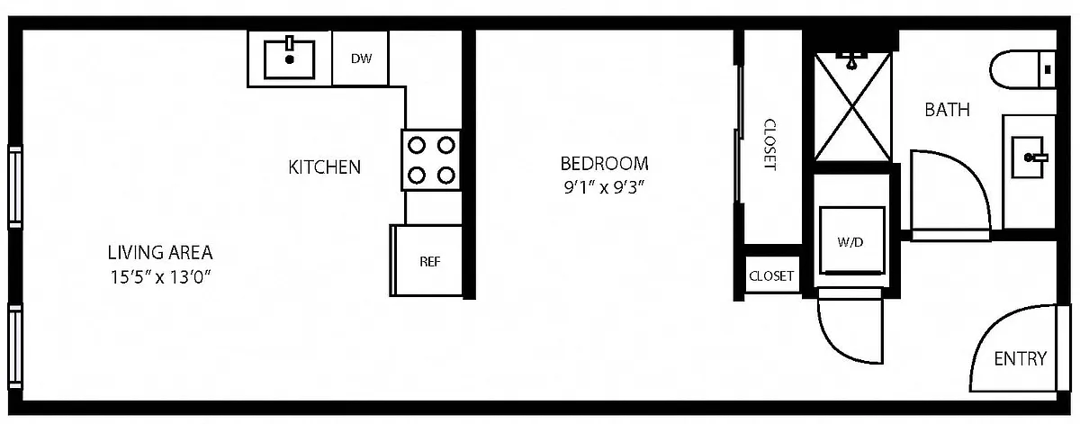 Floor plan Alcove Studio (A)