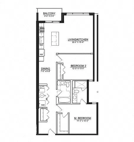 Floor plan 2 Bed 2 Bath B3