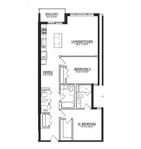 Floor plan 2 Bed 2 Bath B3