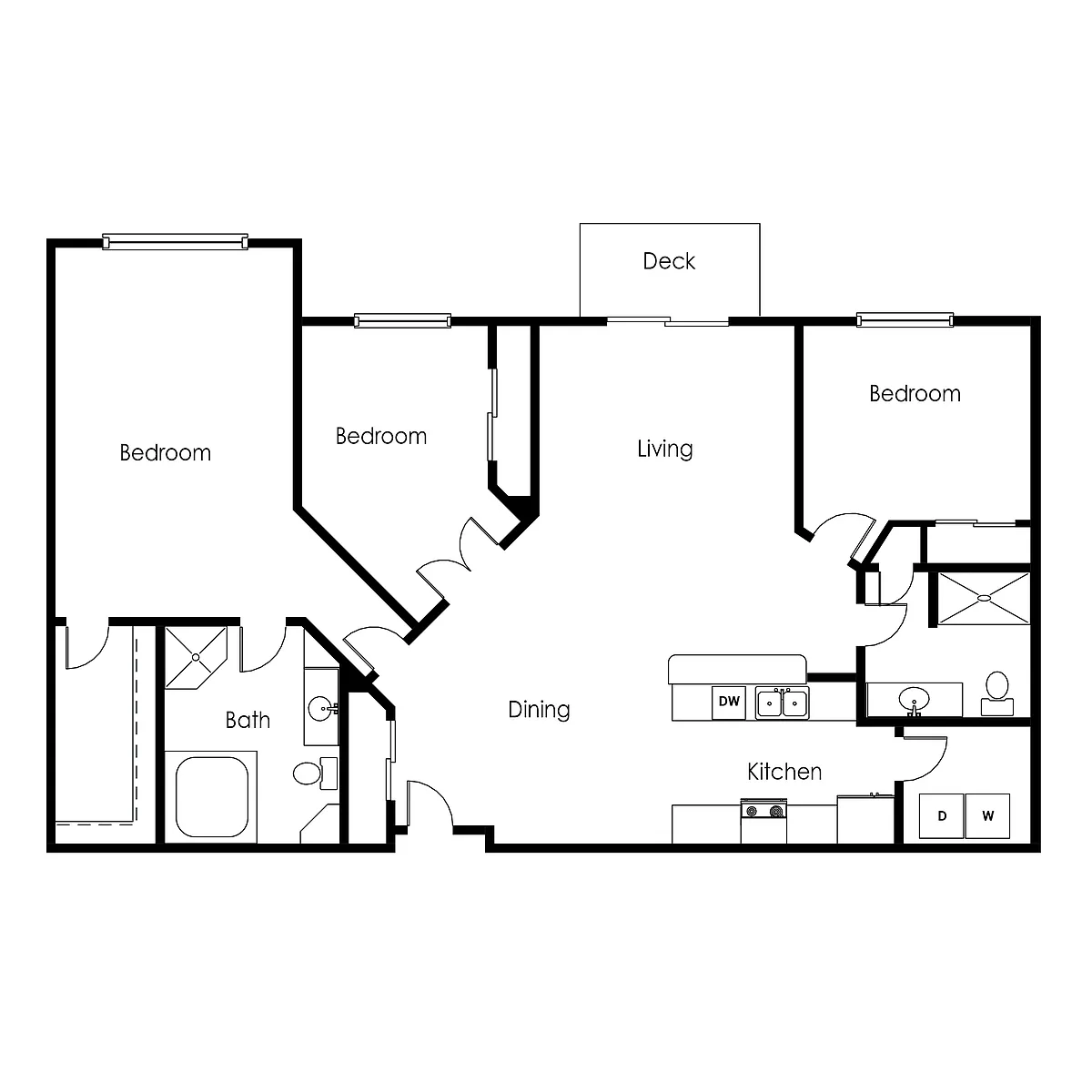 Floor plan 3 Bed 2 Bath | 1518sf