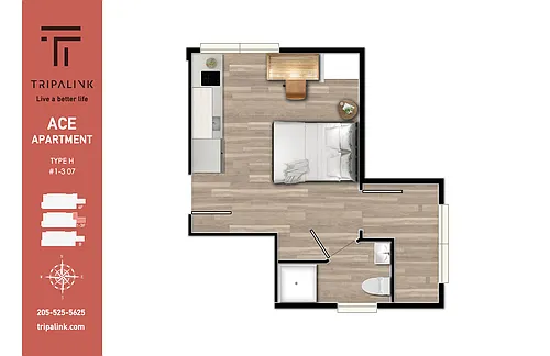 Floor plan Studio - 274 sqft
