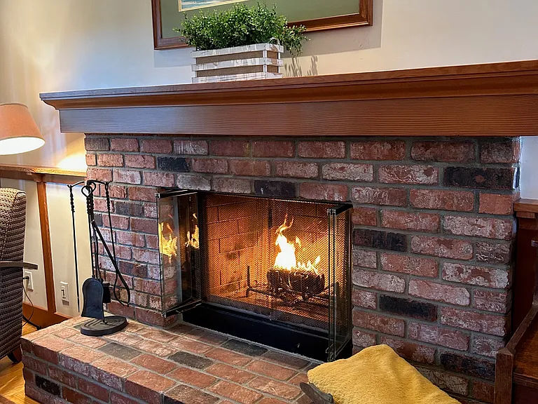wood fireplace
