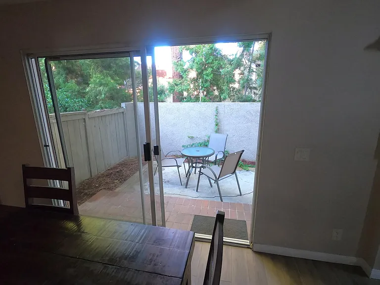 Private patio viewed from the dining room table