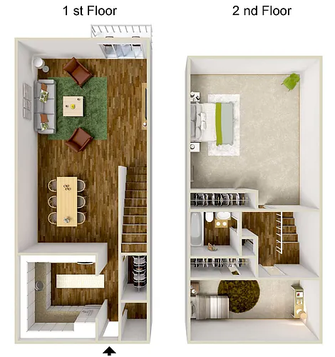 Floor plan Two Bedroom, One and a half Bath
